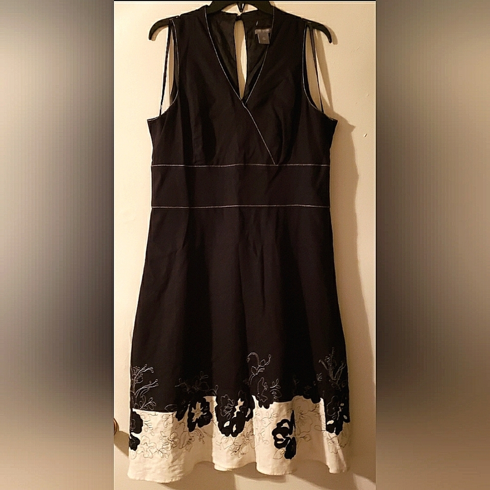Ann Taylor embroidery stitched little black dress